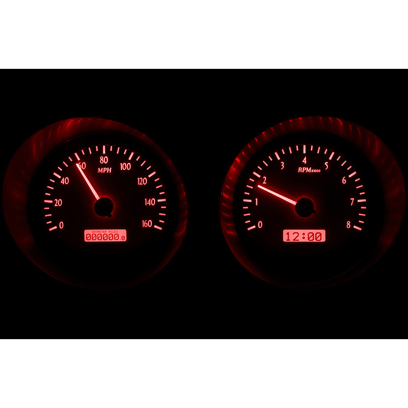 Dakota Digital 1968 Chevy Camaro w/ Console Gauges VHX System, Silver Alloy Style Face, Red Display